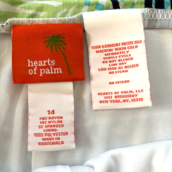 NEOT Hearts of Palm Leaf Print Mini Skort Blue, Green, Black SZ 14 - Picture 7 of 12